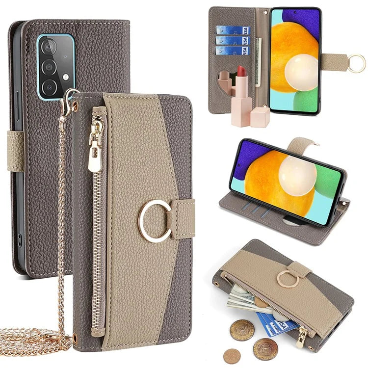 For Samsung Galaxy A52 4G / 5G / A52s 5G Crossbody Case PU Leather Zipper Phone Cover