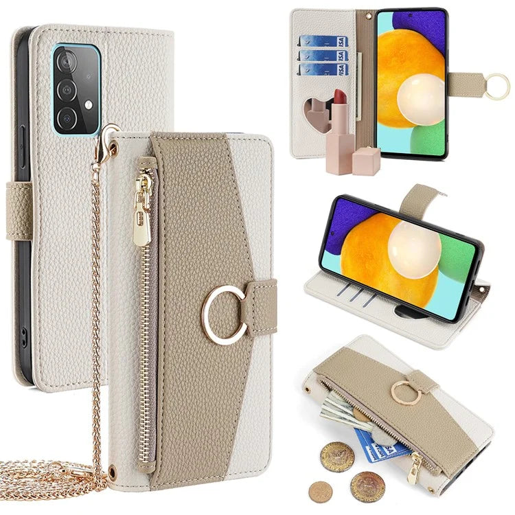 For Samsung Galaxy A52 4G / 5G / A52s 5G Crossbody Case PU Leather Zipper Phone Cover