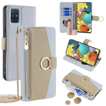 For Samsung Galaxy A51 5G SM-A516 Wallet Case Zipper PU Leather Crossbody Phone Cover