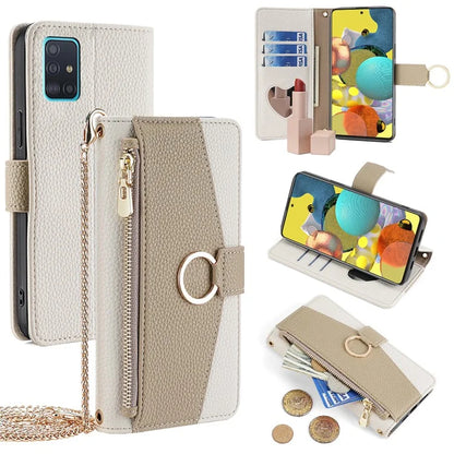 For Samsung Galaxy A51 5G SM-A516 Wallet Case Zipper PU Leather Crossbody Phone Cover