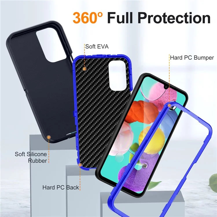For Samsung Galaxy A15 4G Shockproof Case PC+TPU+PC Phone Back Cover+Sapphire