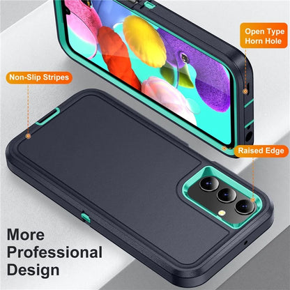 For Samsung Galaxy A15 4G Shockproof Case PC+TPU+PC Phone Back Cover+Cyan