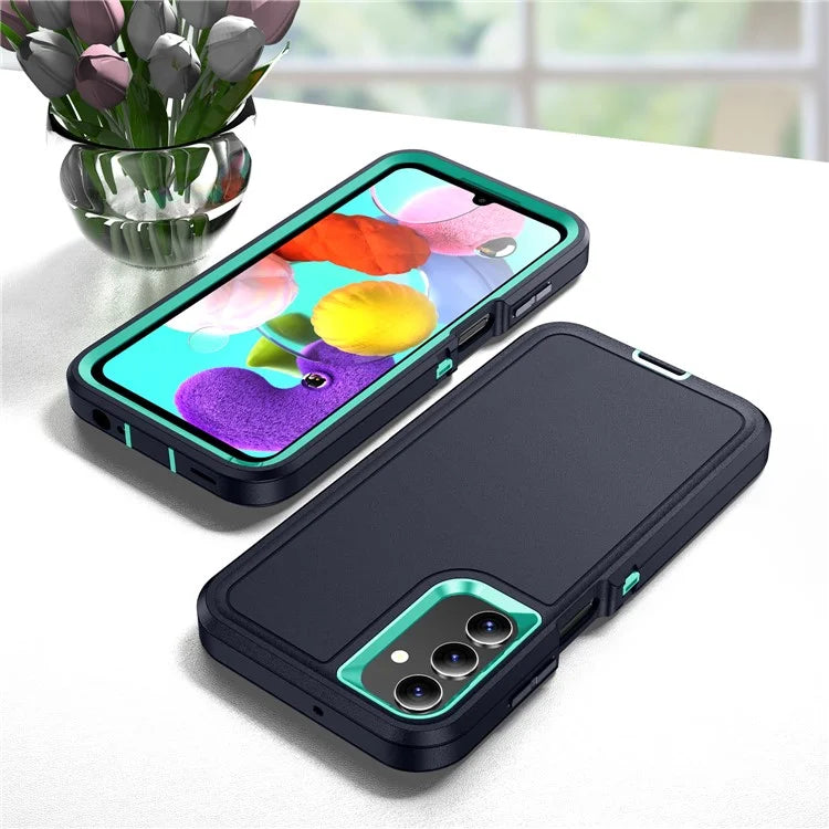 For Samsung Galaxy A15 4G Shockproof Case PC+TPU+PC Phone Back Cover+Cyan