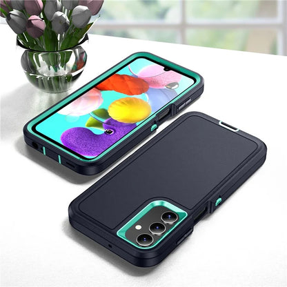For Samsung Galaxy A15 4G Shockproof Case PC+TPU+PC Phone Back Cover+Cyan