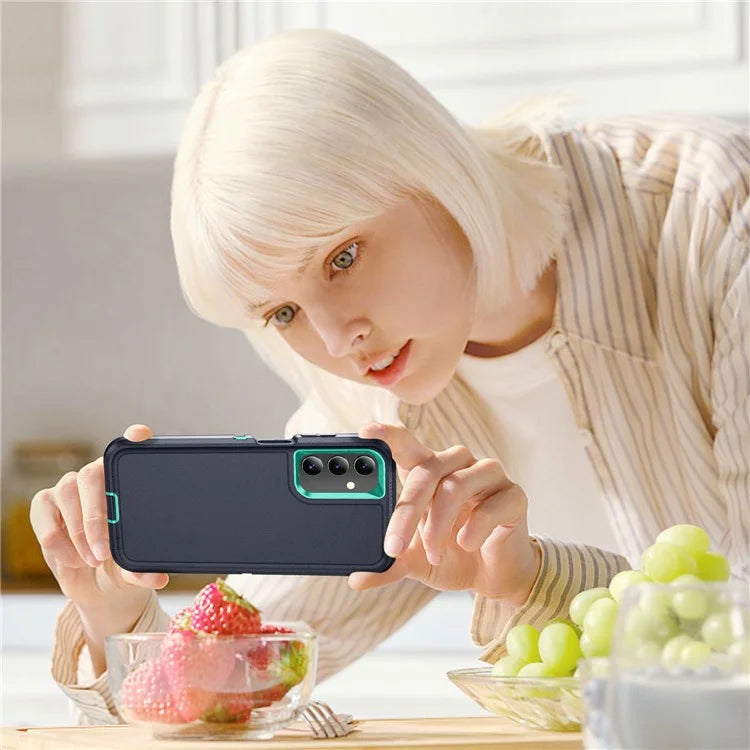 For Samsung Galaxy A15 4G Shockproof Case PC+TPU+PC Phone Back Cover+Cyan