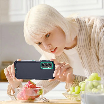 For Samsung Galaxy A15 4G Shockproof Case PC+TPU+PC Phone Back Cover+Cyan