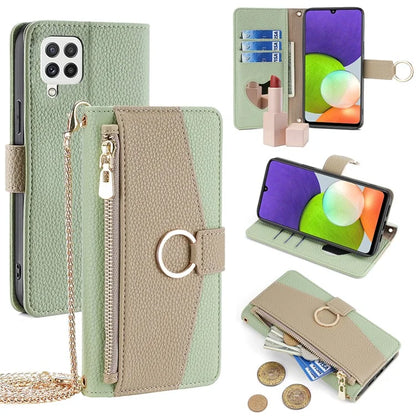 For Samsung Galaxy A22 4G (EU Version) Case Zipper Wallet Stand PU Leather Phone Cover
