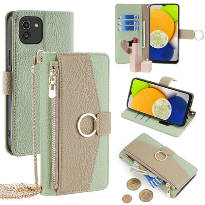 For Samsung Galaxy A03 (166.5 x 75.98 x 9.14mm) Case PU Leather Makeup Mirror Wallet Cover Stand