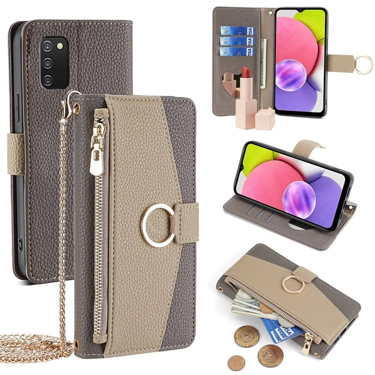 For Samsung Galaxy A03s (166.5 x 75.98 x 9.14mm) Case Stand PU Leather Wallet Phone Bag Cover