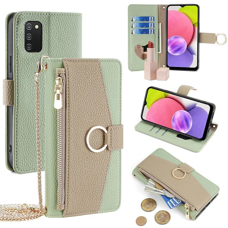 For Samsung Galaxy A03s (166.5 x 75.98 x 9.14mm) Case Stand PU Leather Wallet Phone Bag Cover