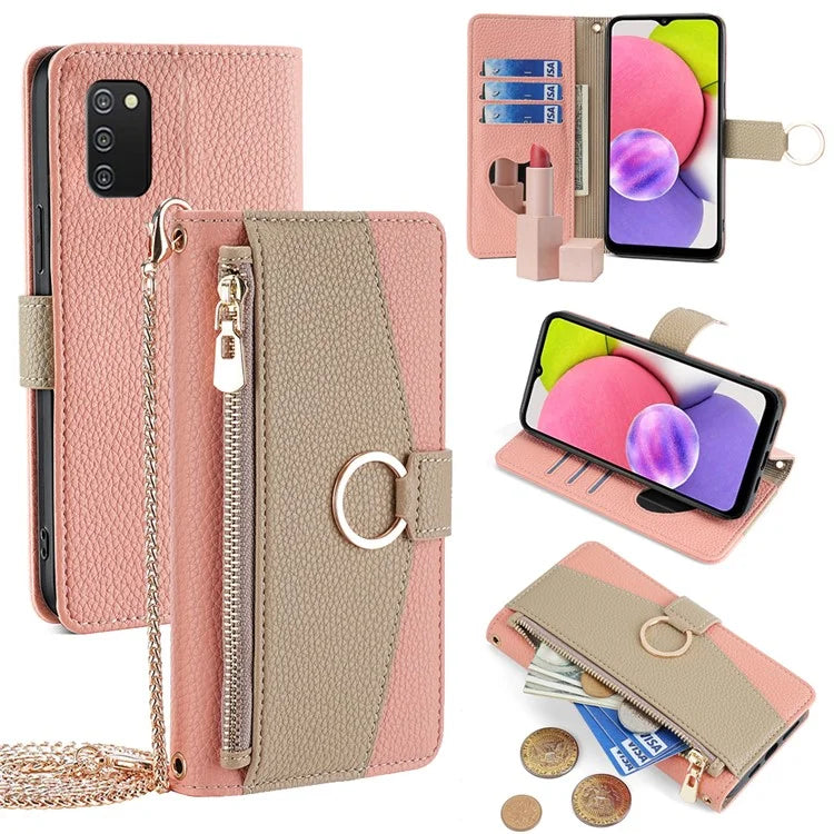 For Samsung Galaxy A03s (166.5 x 75.98 x 9.14mm) Case Stand PU Leather Wallet Phone Bag Cover