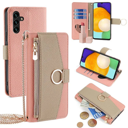 For Samsung Galaxy A13 5G Leather Case Wallet Stand Phone Cover with Shoulder Strap and Mirror
