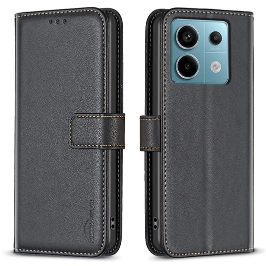 BINFEN COLOR BF17 For Xiaomi Redmi Note 13 Pro 4G / Poco M6 Pro 4G Case Stand Function PU Leather Phone Cover