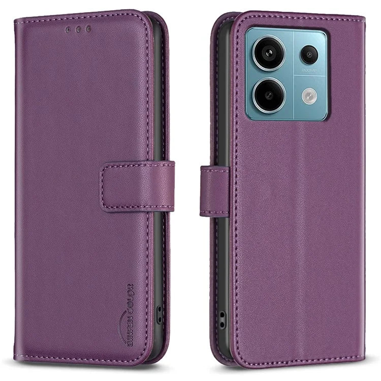 BINFEN COLOR BF17 For Xiaomi Redmi Note 13 Pro 4G / Poco M6 Pro 4G Case Stand Function PU Leather Phone Cover