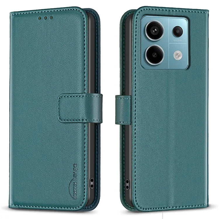 BINFEN COLOR BF17 For Xiaomi Redmi Note 13 Pro 4G / Poco M6 Pro 4G Case Stand Function PU Leather Phone Cover