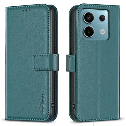 BINFEN COLOR BF17 For Xiaomi Redmi Note 13 Pro 4G / Poco M6 Pro 4G Case Stand Function PU Leather Phone Cover