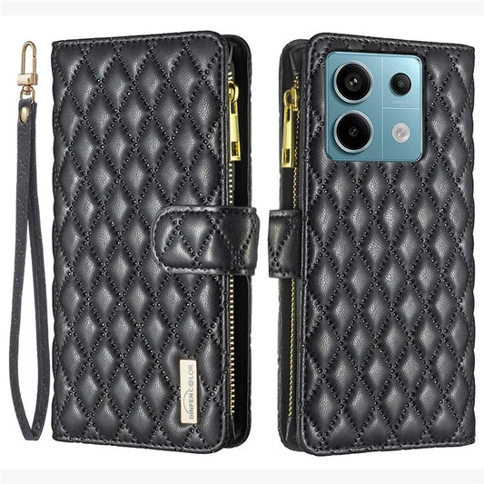 BINFEN COLOR BF Style-15 For Xiaomi Redmi Note 13 Pro 4G / Poco M6 Pro 4G Phone Case Zipper Pocket Leather Cover