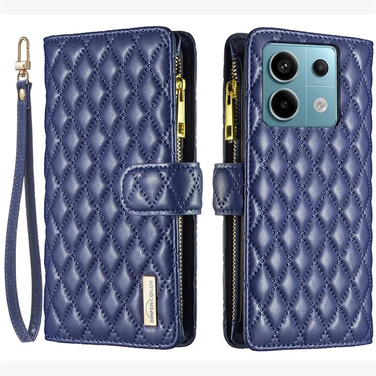 BINFEN COLOR BF Style-15 For Xiaomi Redmi Note 13 Pro 4G / Poco M6 Pro 4G Phone Case Zipper Pocket Leather Cover