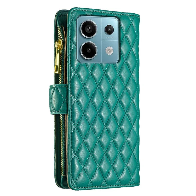 BINFEN COLOR BF Style-15 For Xiaomi Redmi Note 13 Pro 4G / Poco M6 Pro 4G Phone Case Zipper Pocket Leather Cover