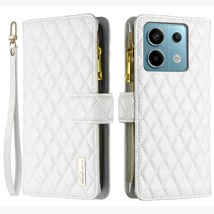 BINFEN COLOR BF Style-15 For Xiaomi Redmi Note 13 Pro 4G / Poco M6 Pro 4G Phone Case Zipper Pocket Leather Cover