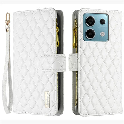 BINFEN COLOR BF Style-15 For Xiaomi Redmi Note 13 Pro 4G / Poco M6 Pro 4G Phone Case Zipper Pocket Leather Cover