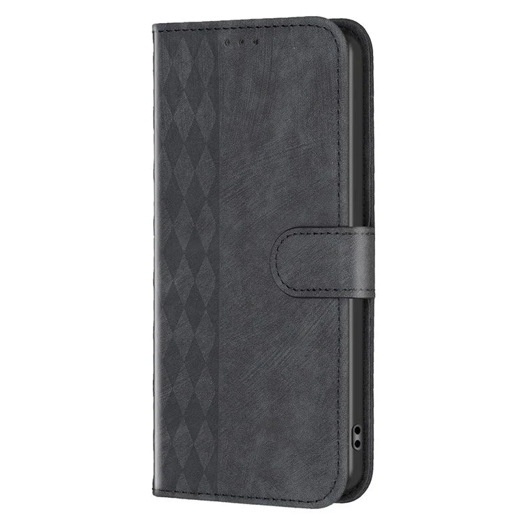 For Xiaomi Redmi Note 13 Pro 4G / Poco M6 Pro 4G Leather Case Flip Phone Cover with TPU Inner Shell Grid Pattern