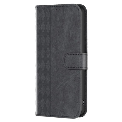 For Xiaomi Redmi Note 13 Pro 4G / Poco M6 Pro 4G Leather Case Flip Phone Cover with TPU Inner Shell Grid Pattern