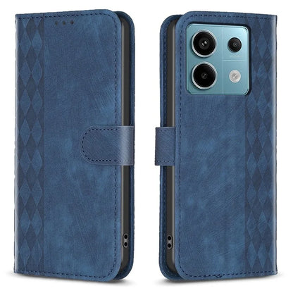 For Xiaomi Redmi Note 13 Pro 4G / Poco M6 Pro 4G Leather Case Flip Phone Cover with TPU Inner Shell Grid Pattern