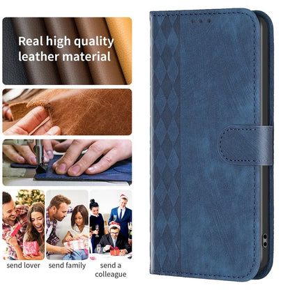For Xiaomi Redmi Note 13 Pro 4G / Poco M6 Pro 4G Leather Case Flip Phone Cover with TPU Inner Shell Grid Pattern