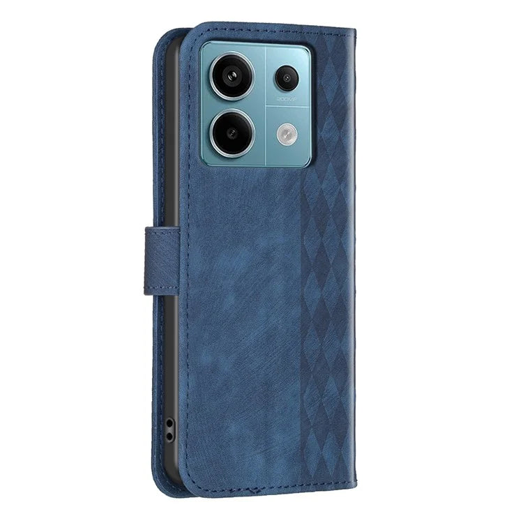 For Xiaomi Redmi Note 13 Pro 4G / Poco M6 Pro 4G Leather Case Flip Phone Cover with TPU Inner Shell Grid Pattern