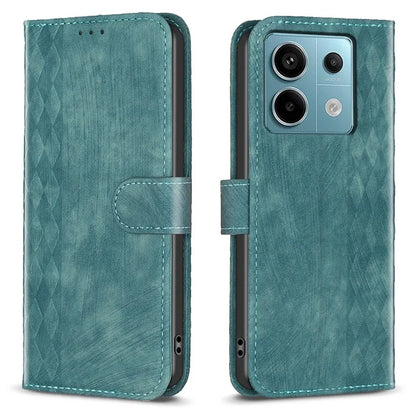 For Xiaomi Redmi Note 13 Pro 4G / Poco M6 Pro 4G Leather Case Flip Phone Cover with TPU Inner Shell Grid Pattern