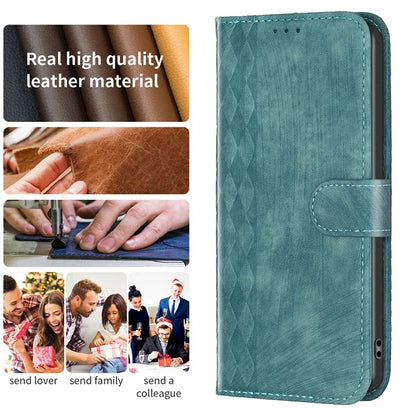 For Xiaomi Redmi Note 13 Pro 4G / Poco M6 Pro 4G Leather Case Flip Phone Cover with TPU Inner Shell Grid Pattern