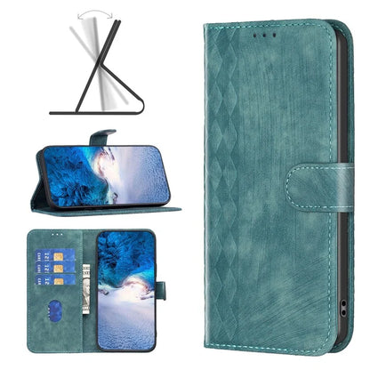 For Xiaomi Redmi Note 13 Pro 4G / Poco M6 Pro 4G Leather Case Flip Phone Cover with TPU Inner Shell Grid Pattern