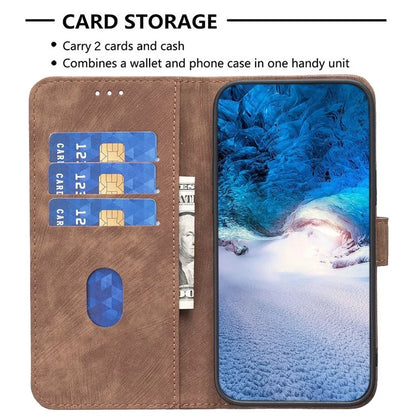 For Xiaomi Redmi Note 13 Pro 4G / Poco M6 Pro 4G Leather Case Flip Phone Cover with TPU Inner Shell Grid Pattern