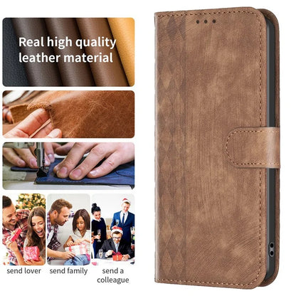 For Xiaomi Redmi Note 13 Pro 4G / Poco M6 Pro 4G Leather Case Flip Phone Cover with TPU Inner Shell Grid Pattern
