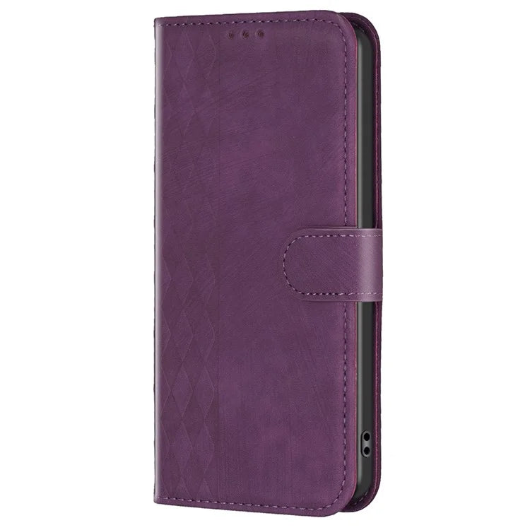 For Xiaomi Redmi Note 13 Pro 4G / Poco M6 Pro 4G Leather Case Flip Phone Cover with TPU Inner Shell Grid Pattern