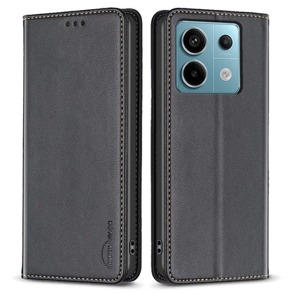 BINFEN COLOR BF18 For Xiaomi Redmi Note 13 Pro 4G / Poco M6 Pro 4G Leather Case with Card Holder Magnetic Auto-absorbed