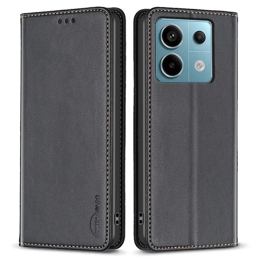 BINFEN COLOR BF18 For Xiaomi Redmi Note 13 Pro 4G / Poco M6 Pro 4G Leather Case with Card Holder Magnetic Auto-absorbed