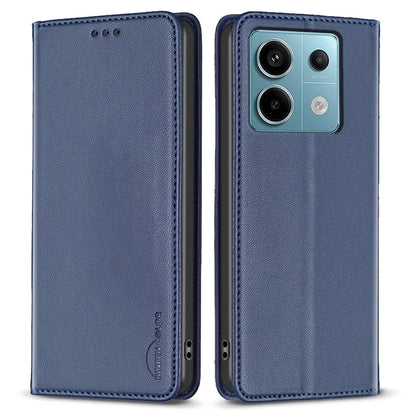 BINFEN COLOR BF18 For Xiaomi Redmi Note 13 Pro 4G / Poco M6 Pro 4G Leather Case with Card Holder Magnetic Auto-absorbed