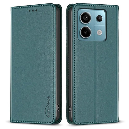 BINFEN COLOR BF18 For Xiaomi Redmi Note 13 Pro 4G / Poco M6 Pro 4G Leather Case with Card Holder Magnetic Auto-absorbed