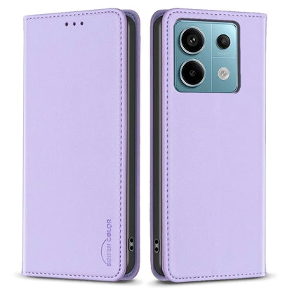BINFEN COLOR BF18 For Xiaomi Redmi Note 13 Pro 4G / Poco M6 Pro 4G Leather Case with Card Holder Magnetic Auto-absorbed