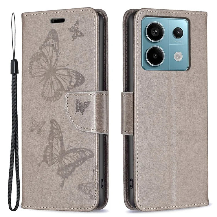 For Xiaomi Redmi Note 13 Pro 4G / Poco M6 Pro 4G Leather Case Butterfly Pattern Magnetic Folio Phone Cover