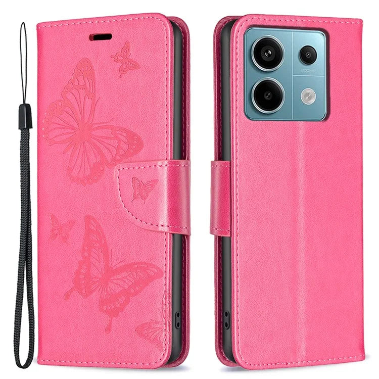 For Xiaomi Redmi Note 13 Pro 4G / Poco M6 Pro 4G Leather Case Butterfly Pattern Magnetic Folio Phone Cover