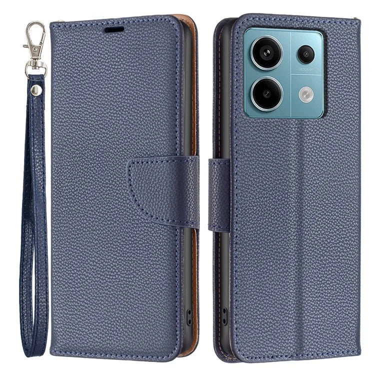 For Xiaomi Redmi Note 13 Pro 4G / Poco M6 Pro 4G Wallet Phone Case Litchi Texture Solid Color Cover