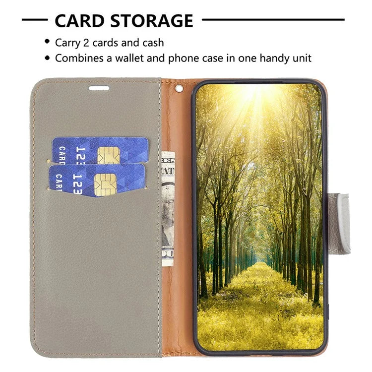 For Xiaomi Redmi Note 13 Pro 4G / Poco M6 Pro 4G Wallet Phone Case Litchi Texture Solid Color Cover