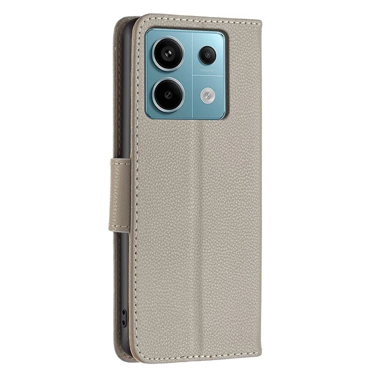 For Xiaomi Redmi Note 13 Pro 4G / Poco M6 Pro 4G Wallet Phone Case Litchi Texture Solid Color Cover