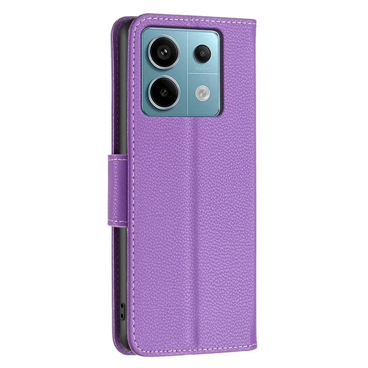 For Xiaomi Redmi Note 13 Pro 4G / Poco M6 Pro 4G Wallet Phone Case Litchi Texture Solid Color Cover