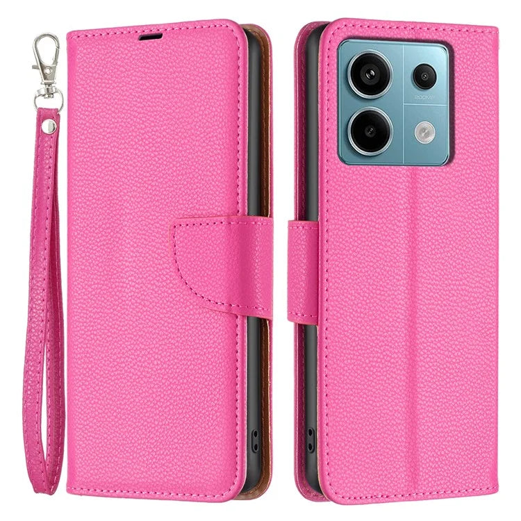 For Xiaomi Redmi Note 13 Pro 4G / Poco M6 Pro 4G Wallet Phone Case Litchi Texture Solid Color Cover