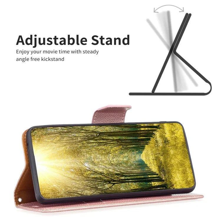 For Xiaomi Redmi Note 13 Pro 4G / Poco M6 Pro 4G Wallet Phone Case Litchi Texture Solid Color Cover Gold