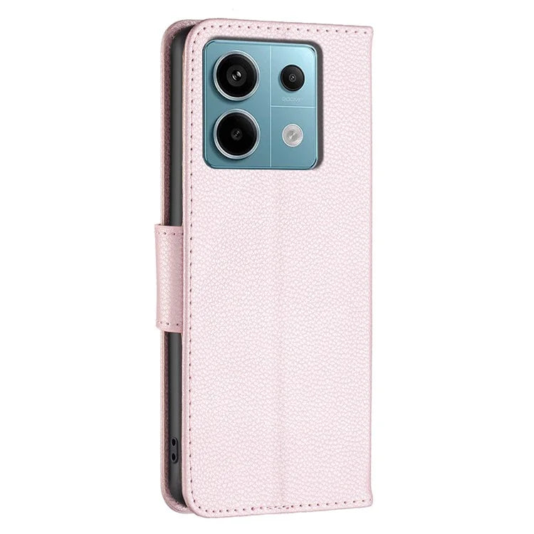 For Xiaomi Redmi Note 13 Pro 4G / Poco M6 Pro 4G Wallet Phone Case Litchi Texture Solid Color Cover Gold